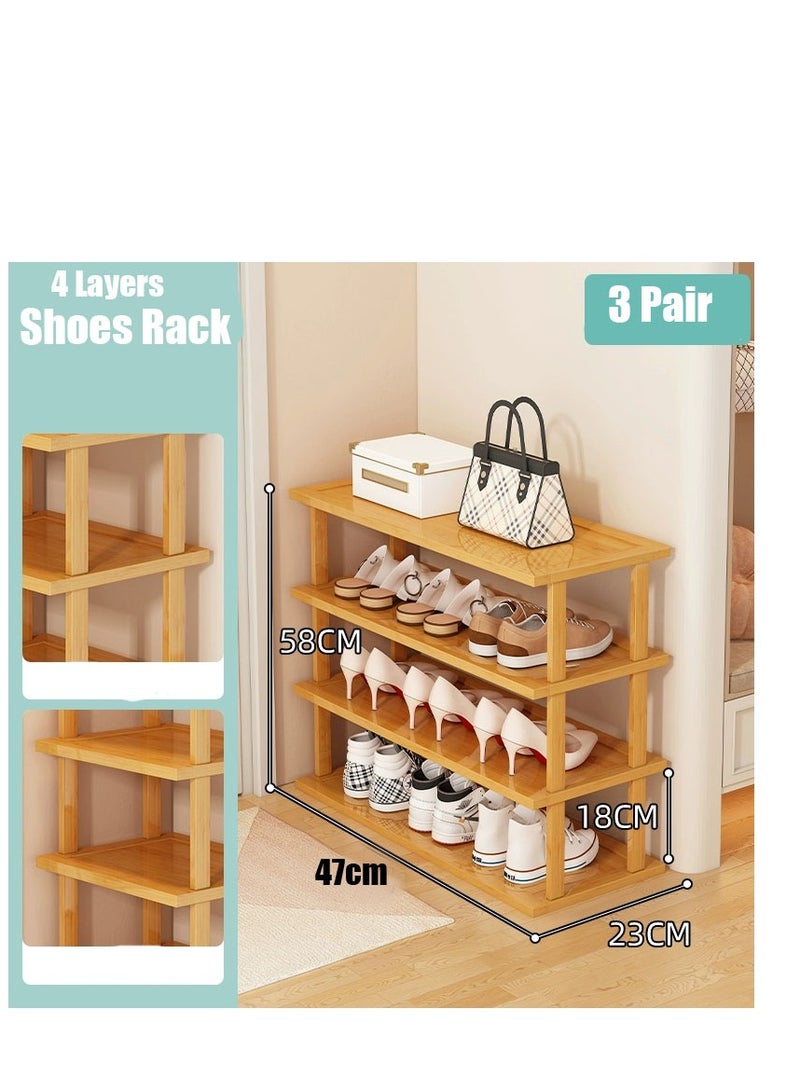 𝐅𝐅𝐃 Beige Wooden Shoe Rack, Slim Vertical Storage Organizer, Modern Freestanding Narrow Shelf, Space-Saving Shoe Tower for Closet, Entryway, and Bedroom - Image 2