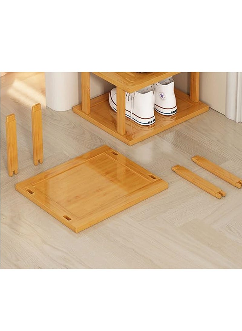 𝐅𝐅𝐃 Beige Wooden Shoe Rack, Slim Vertical Storage Organizer, Modern Freestanding Narrow Shelf, Space-Saving Shoe Tower for Closet, Entryway, and Bedroom - Image 4