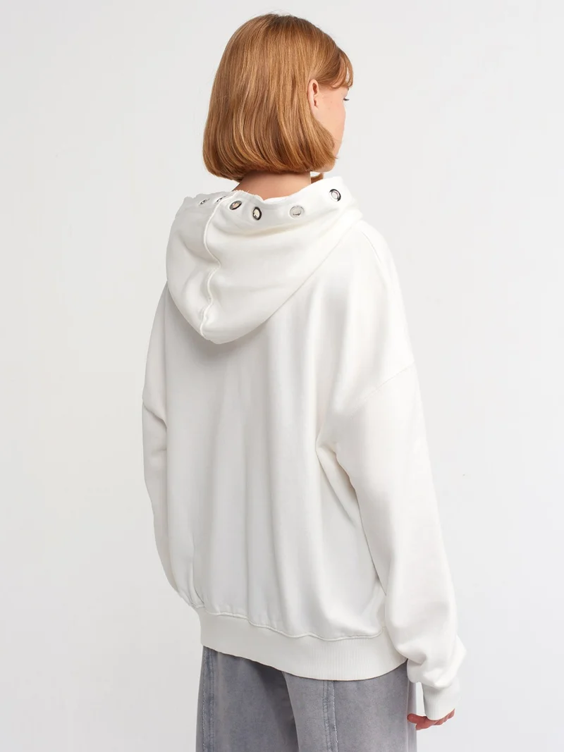 ديلفين 40156 Oversize Cotton Sweatshirt-Ecru