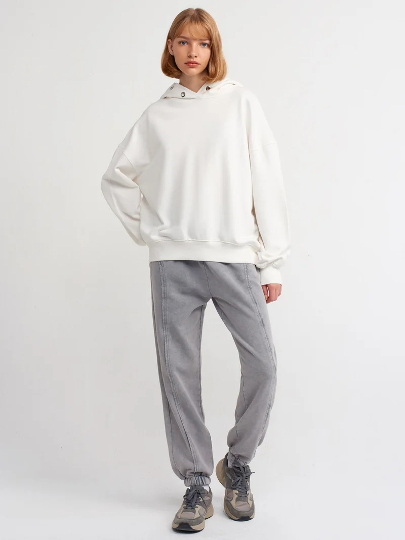 ديلفين 40156 Oversize Cotton Sweatshirt-Ecru