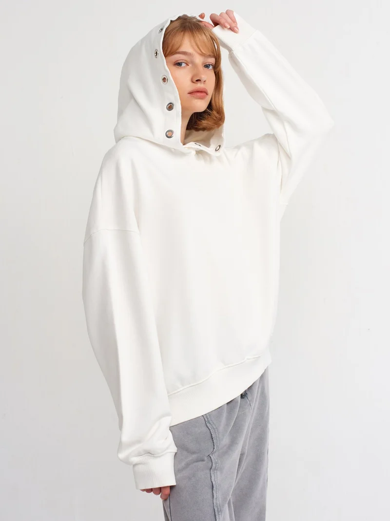 ديلفين 40156 Oversize Cotton Sweatshirt-Ecru
