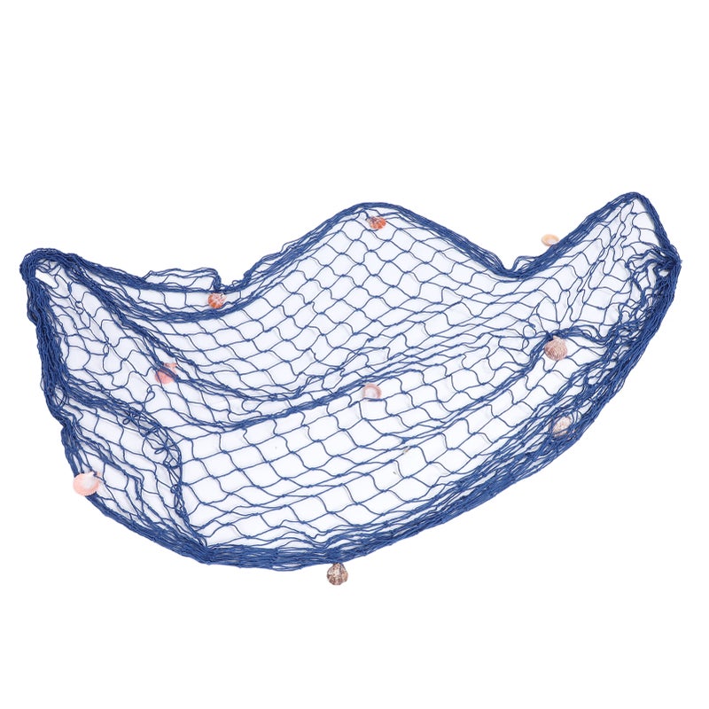 Decorative Fishing Net Cotton Wall Hanging Fishing Net Decor with Shells for Photo Display Frame Birthday Beach Sea Party Photographing Blue - Image 4