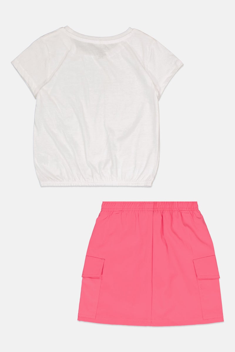 bebe Kids Girl 2 Pcs Brand Logo T-Shirt And Skirt Set, Multicolor - Image 3