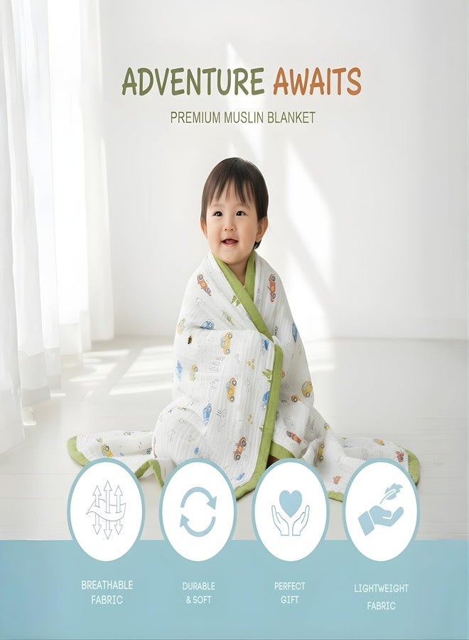 أو بيبي بطانية أطفال من الموسلين من أوبابي، 6 طبقات | قطن فاخر، ناعم ومسامي | مثالية للأطفال حديثي الولادة | بطانية خفيفة الوزن مناسبة لجميع الفصول - Image 5