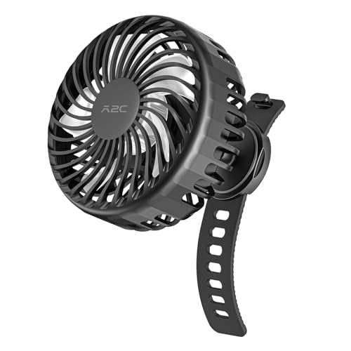 A2C Rechargeable Gym Fan for Peloton Bike & Exercise Bike - 4000mAh Portable Fan with Adjustable Strap, 3 Speed, 360° Rotation, Fit 0.5-2.1" Handlebars Clip on Fan for Treadmill, Stroller, Golf Cart - Image 1