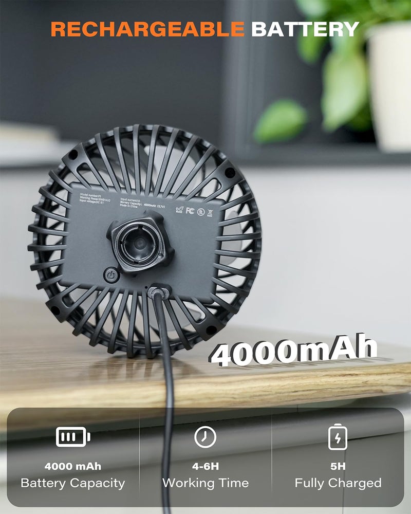 A2C Rechargeable Gym Fan for Peloton Bike & Exercise Bike - 4000mAh Portable Fan with Adjustable Strap, 3 Speed, 360° Rotation, Fit 0.5-2.1" Handlebars Clip on Fan for Treadmill, Stroller, Golf Cart - Image 5