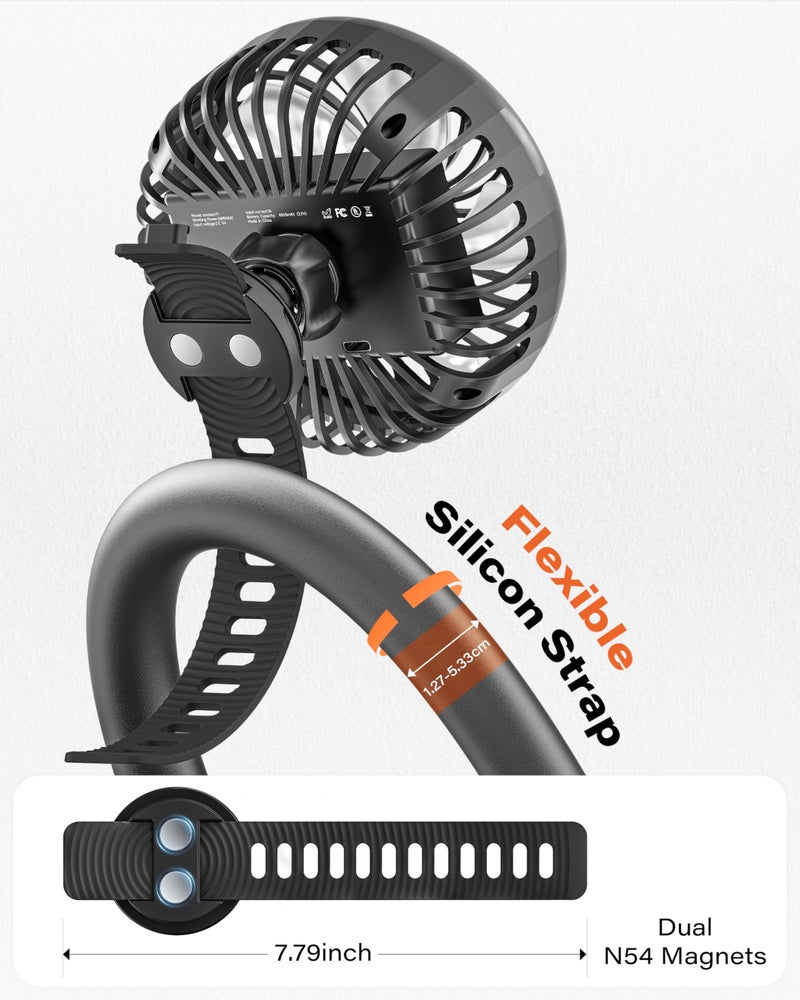 A2C Rechargeable Gym Fan for Peloton Bike & Exercise Bike - 4000mAh Portable Fan with Adjustable Strap, 3 Speed, 360° Rotation, Fit 0.5-2.1" Handlebars Clip on Fan for Treadmill, Stroller, Golf Cart - Image 4