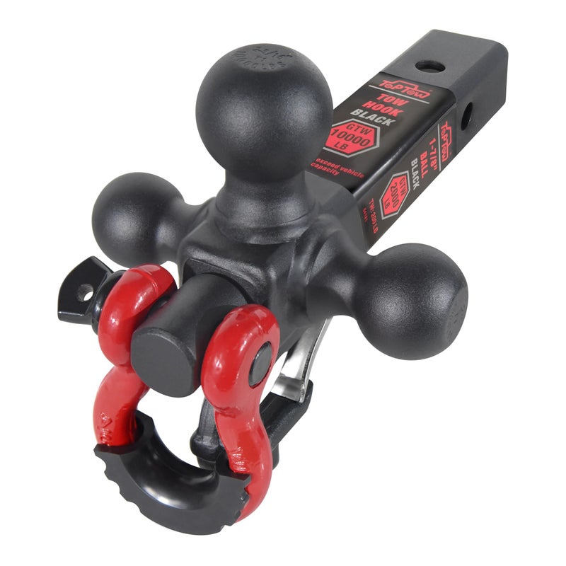 TOPTOW Trailer Hitch Tri-Ball Hitch Mount w/Matte Black Triple Hitch Balls 1-7/8-inch, 2-inch, 2-5/16-inch, Multi-fit for 2 inch Trailer Hitch Receiver - Image 1