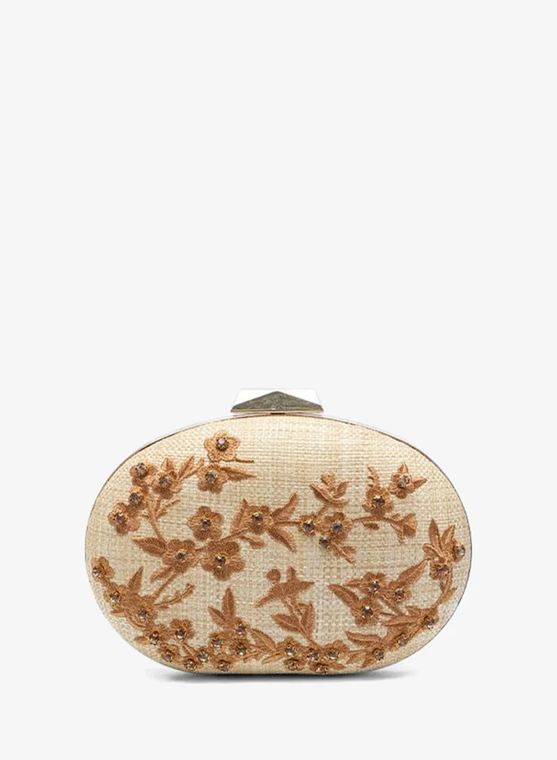Fyor Floral Embroidered Oval Clutch AD 169