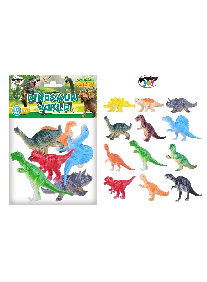 Power Joy 6 Pieces Animal Worldz Dinosaur 4-Inches - Image 1