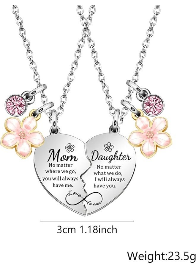 ChicAbode 2 قطع أم ابنة قلب مطابقة قلادة مجموعة، هدايا للأم، عيد الأم، عيد ميلاد من ابنتها - Image 2