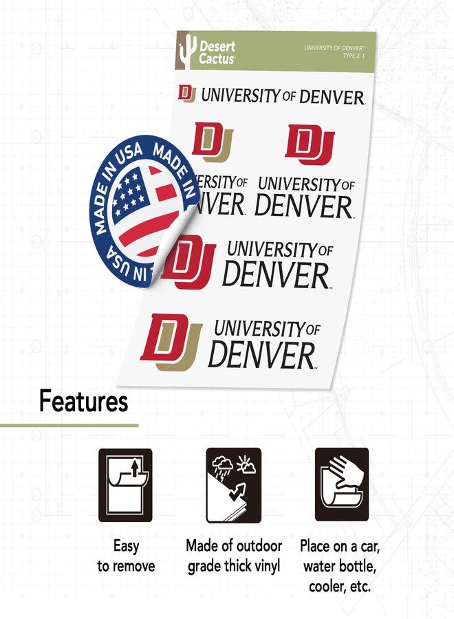 Desert Cactus University of Denver Sticker Denver Pioneers Vinyl Decal Laptop Water Bottle Car Scrapbook Sheet (Type 2) - Image 4