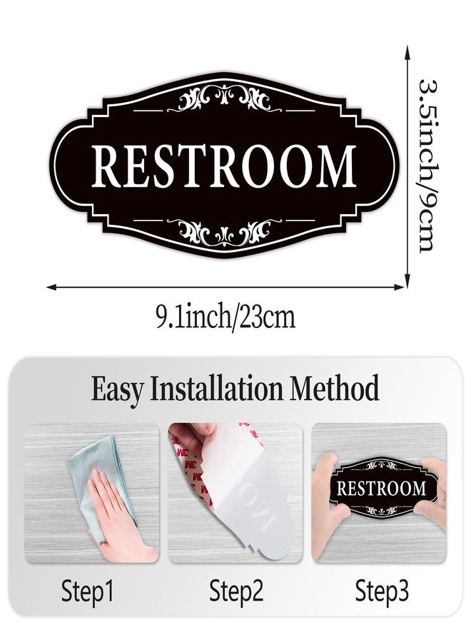 LUHIMO Restroom Sign for Business and Home，Self-adhesive Unisex Bathroom sign Sticker，Waterproof Vinyl Restroom Decor for Home，Office，Shop，Door（Black） - Image 2