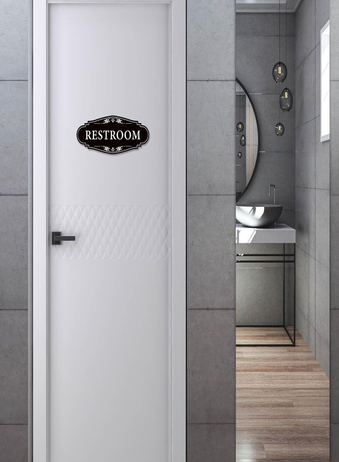 LUHIMO Restroom Sign for Business and Home，Self-adhesive Unisex Bathroom sign Sticker，Waterproof Vinyl Restroom Decor for Home，Office，Shop，Door（Black） - Image 5