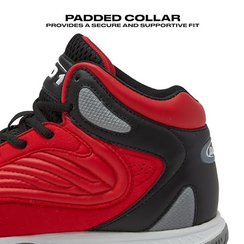 AND1 Pulse 3.0 Basketball Shoes for Men, Indoor or Outdoor, Street or Court Basketball Sneakers Men - Black, Red, or White - Red/Black, 10.5 Medium - Image 3
