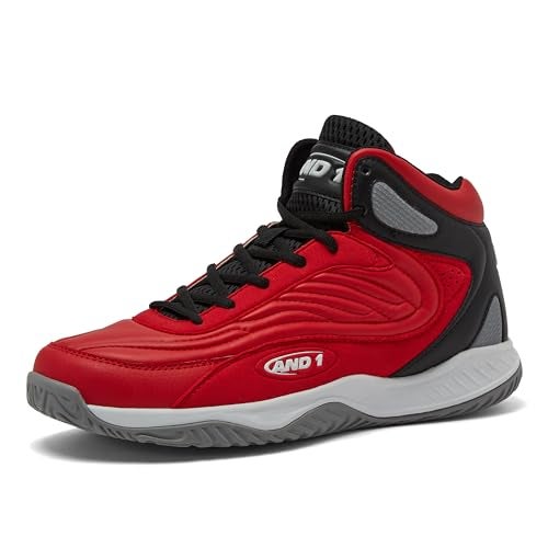 AND1 Pulse 3.0 Basketball Shoes for Men, Indoor or Outdoor, Street or Court Basketball Sneakers Men - Black, Red, or White - Red/Black, 10.5 Medium - Image 1