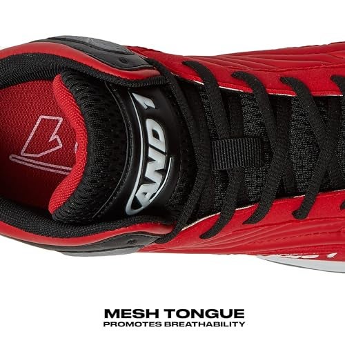 AND1 Pulse 3.0 Basketball Shoes for Men, Indoor or Outdoor, Street or Court Basketball Sneakers Men - Black, Red, or White - Red/Black, 10.5 Medium - Image 4