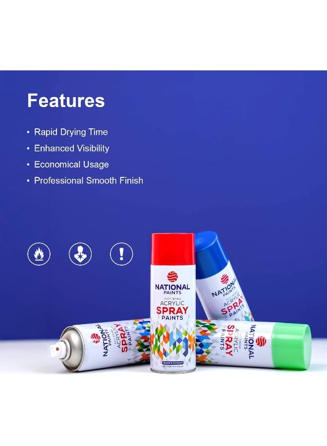 NATIONAL PAINTS National Paints Fast Drying Acrylic Spray Paint - Fluorescent Blue 460  - Image 5
