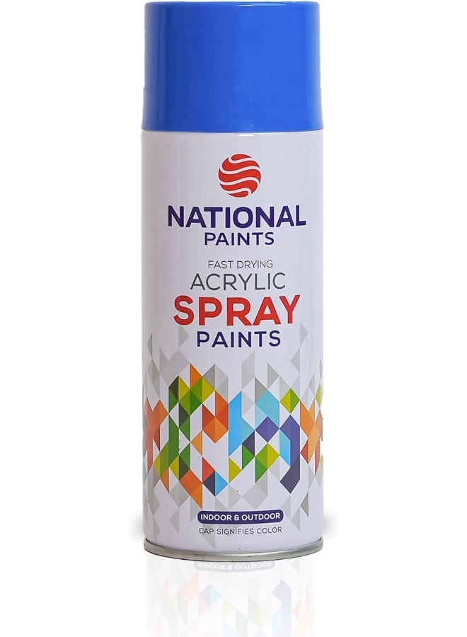 NATIONAL PAINTS National Paints Fast Drying Acrylic Spray Paint - Fluorescent Blue 460  - Image 1