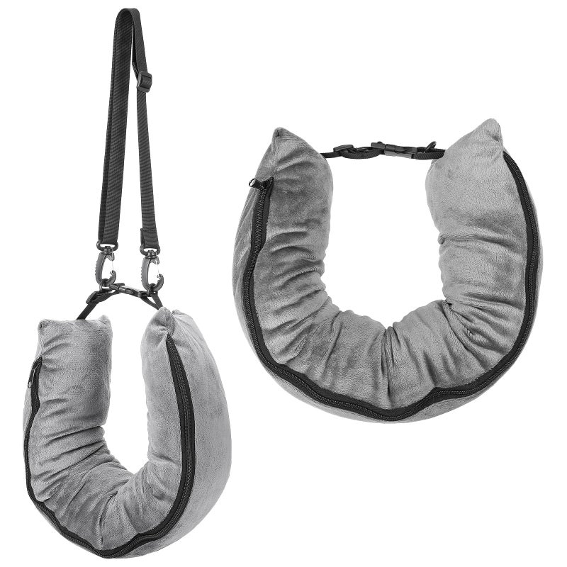 HaiFafafaing Stuffable Travel Neck Pillow Velvet Stuffable Pillow for Traveling Neck Pillows for Extra Luggage with Adjustable Necks Size Portable Travel Essentials Multifunctional Sleeping Rest Cushion - Image 1