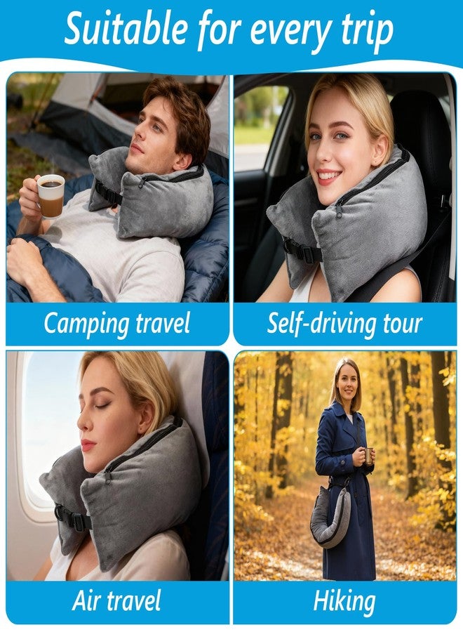 HaiFafafaing Stuffable Travel Neck Pillow Velvet Stuffable Pillow for Traveling Neck Pillows for Extra Luggage with Adjustable Necks Size Portable Travel Essentials Multifunctional Sleeping Rest Cushion - Image 4
