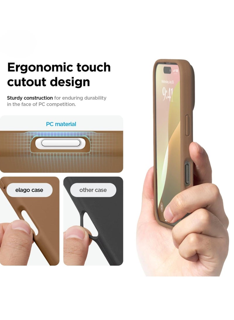 ELTRAZONE Liquid Silicone iPhone 16 Plus Case Cover - Full Body Protection, Shockproof, Slim, Anti-Scratch, Soft Microfiber Lining (Brown) - Image 5