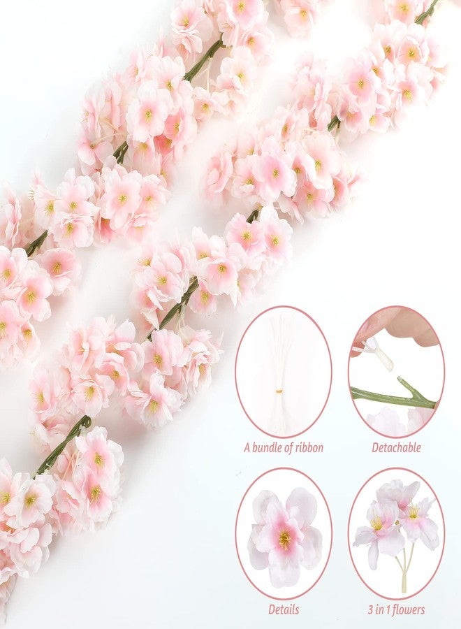 Sunm Boutique 4-Pack 23.6 Ft Cherry Blossom Garland Cherry Blossom Hanging Vine Silk Sakura Vines Garland for Wedding Party Decor, Pink - Image 3