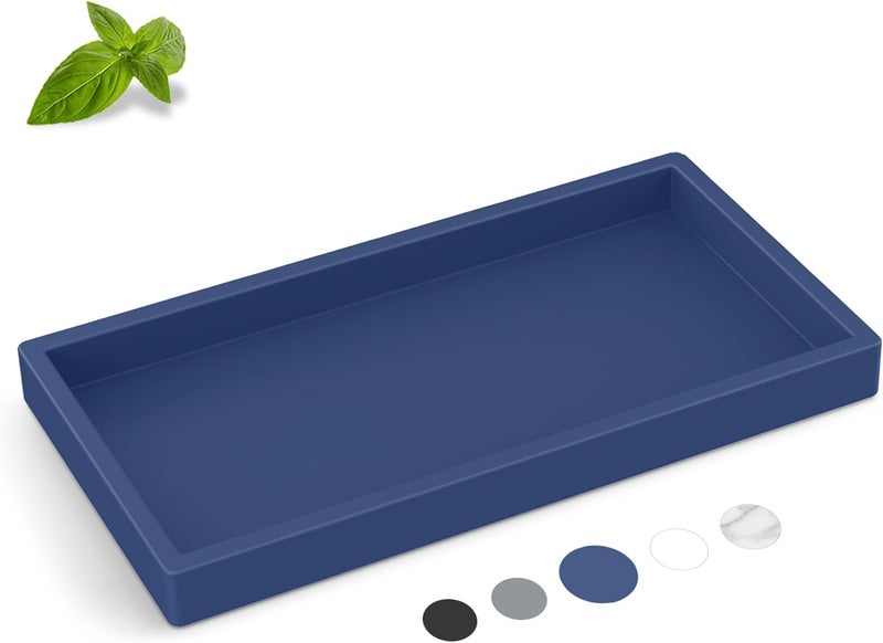 EG-SIPRO Bathroom Counter Tray, High-Grade Thickened Silicone Bathroom Vanity Tray,Shatterproof Durable Rectangle Bathroom Tray Soap Dispenser Tray for Bathroom Countertop - Image 1