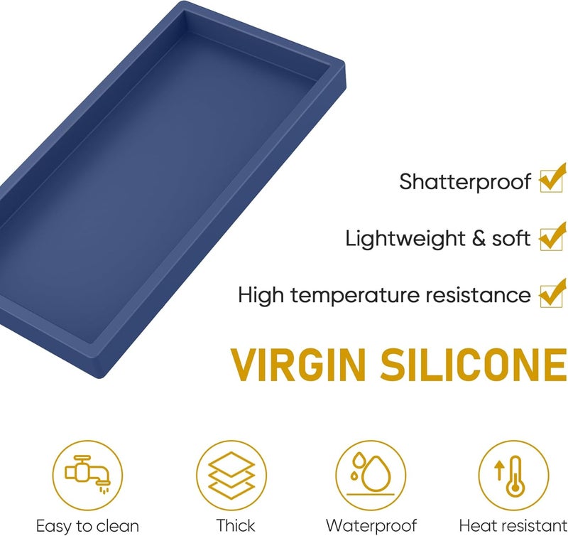 EG-SIPRO Bathroom Counter Tray, High-Grade Thickened Silicone Bathroom Vanity Tray,Shatterproof Durable Rectangle Bathroom Tray Soap Dispenser Tray for Bathroom Countertop - Image 4
