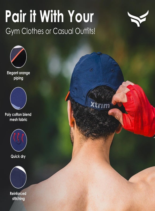 XTRIM Unisex Sports Cap with Adjustable Strap, Breathable Summer Cap for Running, Cycling, Training, Gym & Outdoor Activities, Lightweight Quick-Dry Baseball Headwear with Air Vents (Navy Blue) - Image 2