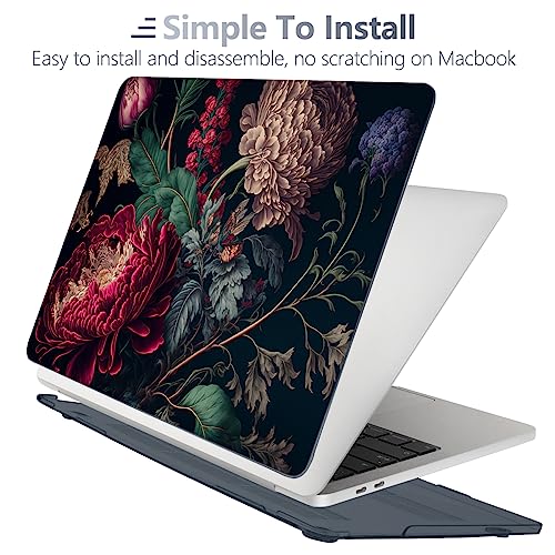 Batianda Design Case for M1 MacBook Air 13 Inch Model A2337 A2179 A1932 2021 2020 2019 Release,3D Stylish Designed Hard Shell with Keyboard Cover & Screen Protector, Vintage Flower - Image 3