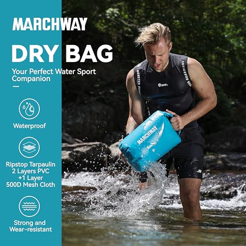 MARCHWAY Floating Waterproof Dry Bag Backpack 5L/10L/20L/30L/40L, Roll Top Sack Keeps Gear Dry for Kayaking, Rafting, Boating, Swimming, Camping, Hiking, Beach, Fishing (Teal, 30L) - Image 2