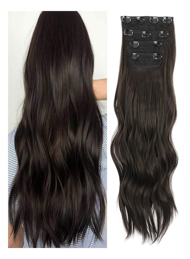 برافراجيا وصلة شعر برافراجيا النسائية، لون بني داكن مموج، طول 20 بوصة، قطعة شعر كثيفة مع 5 مشابك، وصلة شعر للنساء للحفلات/الهالوين/الكريسماس - Image 2