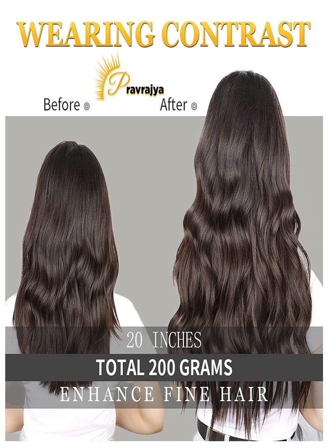 برافراجيا وصلة شعر برافراجيا النسائية، لون بني داكن مموج، طول 20 بوصة، قطعة شعر كثيفة مع 5 مشابك، وصلة شعر للنساء للحفلات/الهالوين/الكريسماس - Image 4