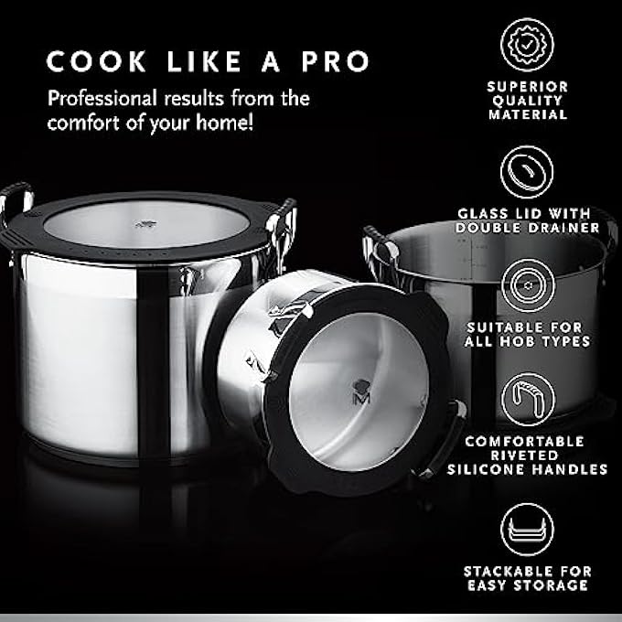 MasterPro Stackable Stainless Steel Casserole With Lid 20Cm Smart - Image 3