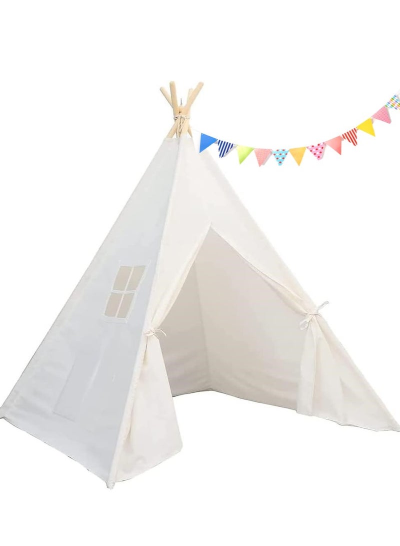 RATSAW Teepee Tent for Kids Tent Indoor Cotton Play Tents for Toddlers with Flag Foldable Toddler Tents for Girls and Boys Slumber Party Washable Tipi Boho Playhouse Gift Toys - Image 2