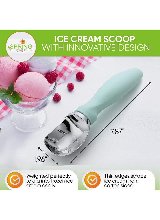 Spring Chef Spring Chef Heavy Duty Ice Cream Scoop with Comfortable Handle, Professional Metal Ice Cream Scooper for Gelato, Sorbet, Cookie Dough, Frozen Yogurt - Dishwasher Safe Kitchen Tool - Mint  - Image 1