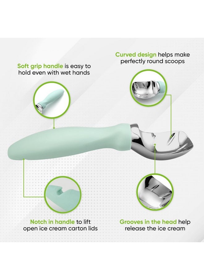 Spring Chef Spring Chef Heavy Duty Ice Cream Scoop with Comfortable Handle, Professional Metal Ice Cream Scooper for Gelato, Sorbet, Cookie Dough, Frozen Yogurt - Dishwasher Safe Kitchen Tool - Mint  - Image 2
