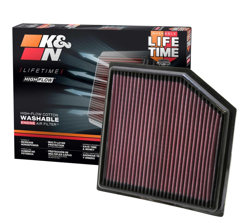 K&N High-Flow Original Lifetime Engine Air Filter: Increase Power: Premium, Washable: Compatible with 2012-2024 Lexus/Toyota: (See Product Description for Select Models) 33-2452 - Image 1