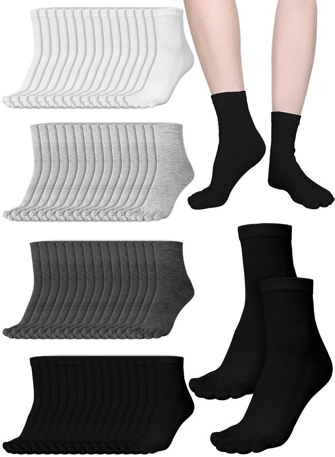 Fourluoo 60 Pairs Women Toe Socks Bulk Cotton Homeless Crew Socks with Toes Separated for Women Men Athletic Running - Image 1