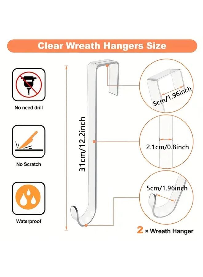 3 Pcs Transparent Door Hanging Hook Heavy Duty Non Slip Wreath Hanger Ultra Thin Indoor Outdoor Decor - Image 3