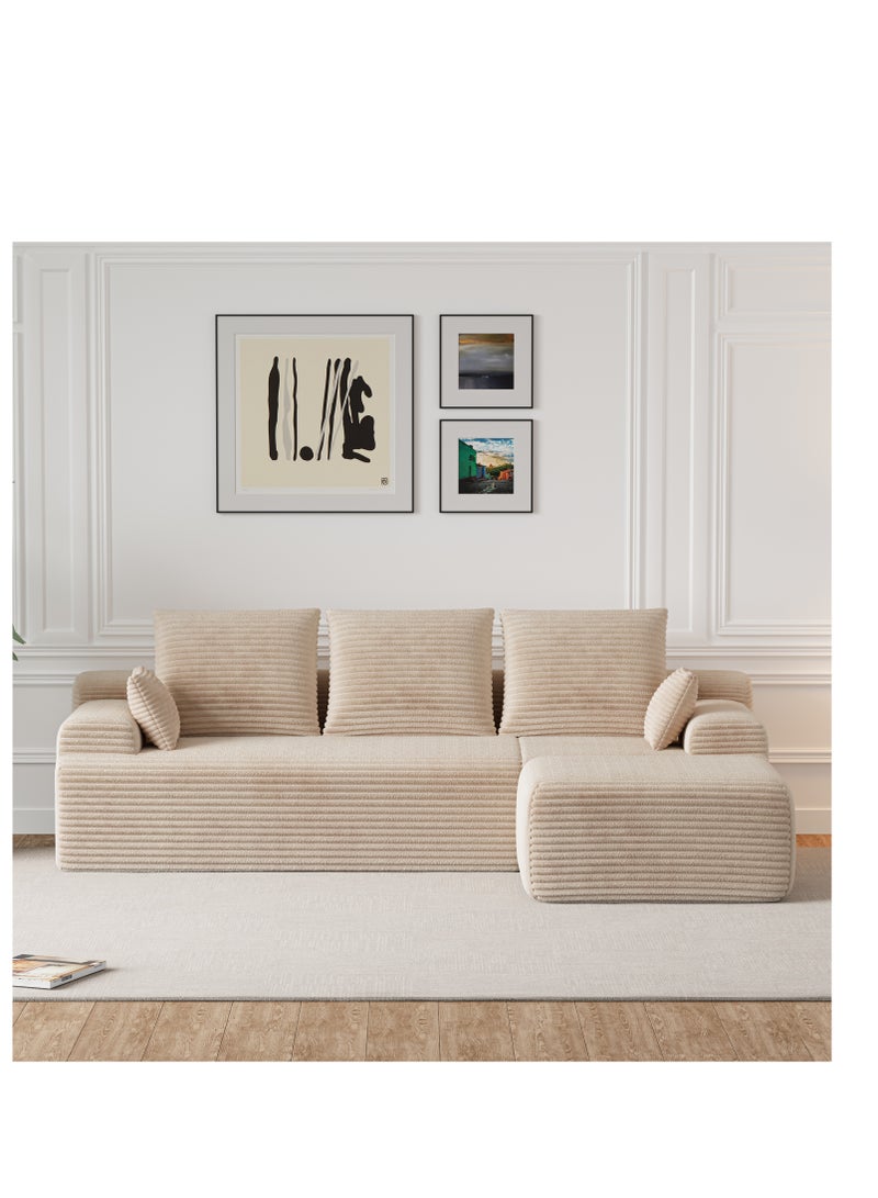 Chogori 106" Modular Boneless Couch, Cloud Sectional Couch with L-Shape Chaise, Modern 3 Seater Corduroy Sofa for Living Room, No Assembly Required - Image 1