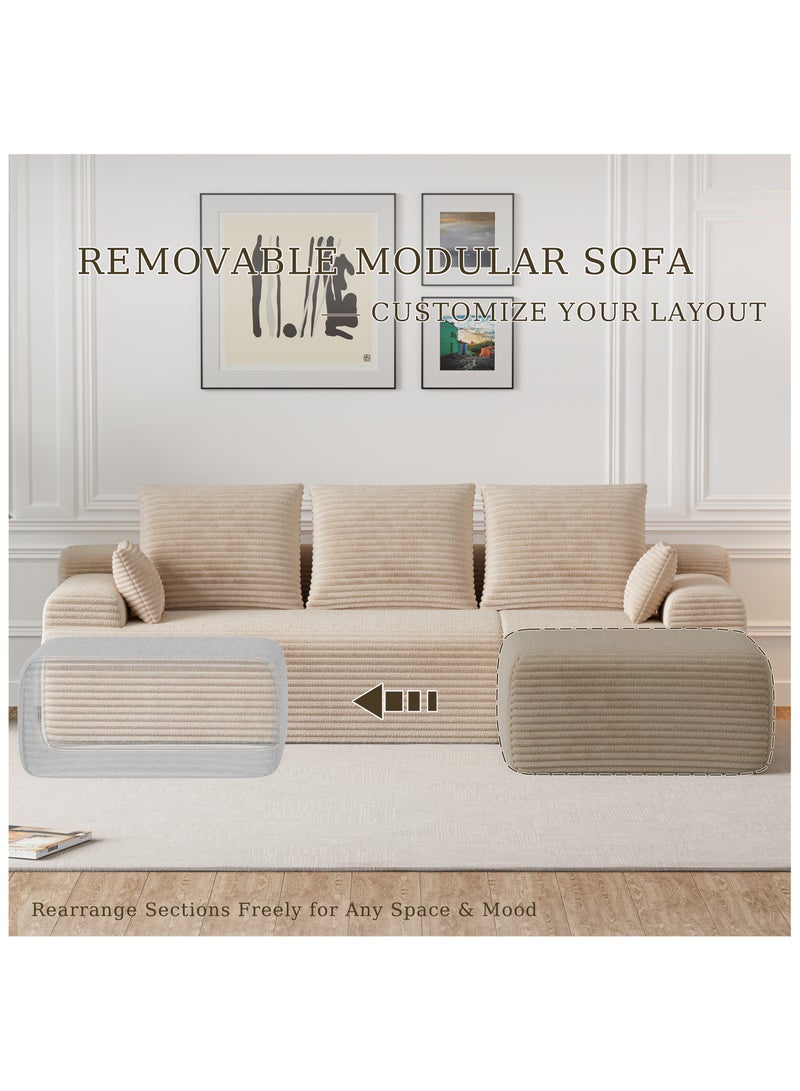 Chogori 106" Modular Boneless Couch, Cloud Sectional Couch with L-Shape Chaise, Modern 3 Seater Corduroy Sofa for Living Room, No Assembly Required - Image 3