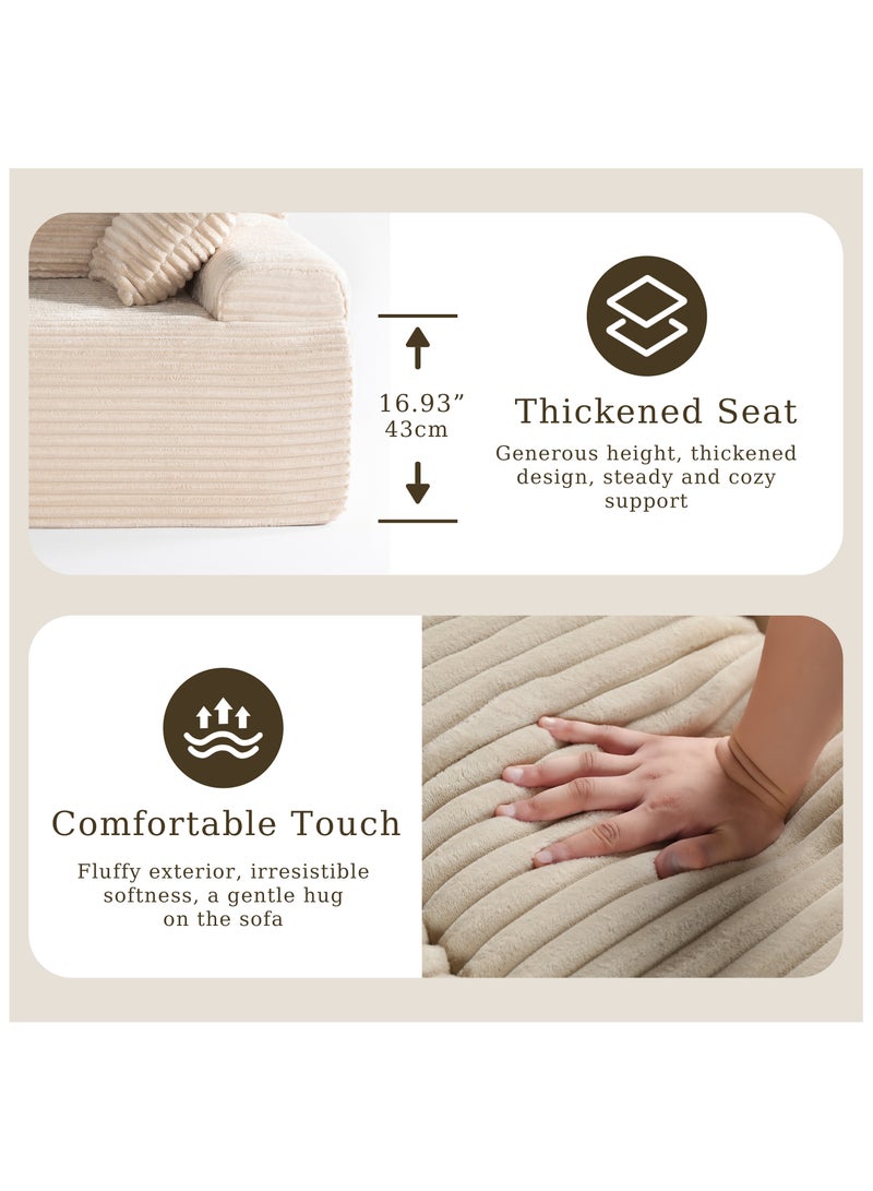 Chogori 106" Modular Boneless Couch, Cloud Sectional Couch with L-Shape Chaise, Modern 3 Seater Corduroy Sofa for Living Room, No Assembly Required - Image 4