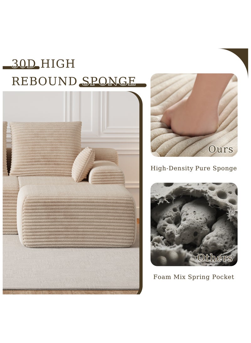 Chogori 106" Modular Boneless Couch, Cloud Sectional Couch with L-Shape Chaise, Modern 3 Seater Corduroy Sofa for Living Room, No Assembly Required - Image 5