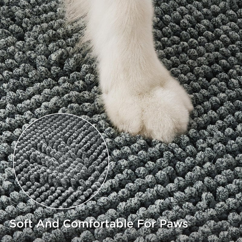 Bedsure Dog Door Mat for Muddy Paws, High-Low Absorbent Chenille Indoor Entrance Mud Dirt Trapper Soak-Stopper, Machine Washable Non-Slip Entryway Rug for Pets, 30"x19" Grey - Image 5