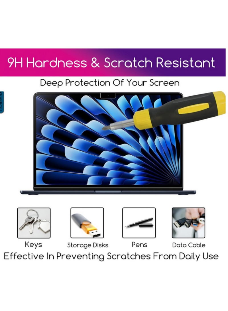 2 Pack Tempered Glass Screen Protector for New Apple 2024-2023 MacBook Air 15 Inch Model A3114 A2941 Laptop with M3 M2 Chip 15.3 Inch Liquid Retina Display HD Clear Protective Film  - Image 4