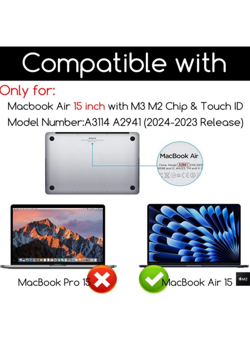 2 Pack Tempered Glass Screen Protector for New Apple 2024-2023 MacBook Air 15 Inch Model A3114 A2941 Laptop with M3 M2 Chip 15.3 Inch Liquid Retina Display HD Clear Protective Film  - Image 2