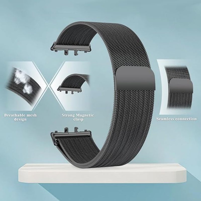 متوافق مع Samsung Galaxy Fit 3 Band، حلقة شبكية من الفولاذ المقاوم للصدأ، مشبك مغناطيسي قابل للتعديل، حزام معصم للساعة الذكية Galaxy Fit3 للرجال والنساء - Image 2