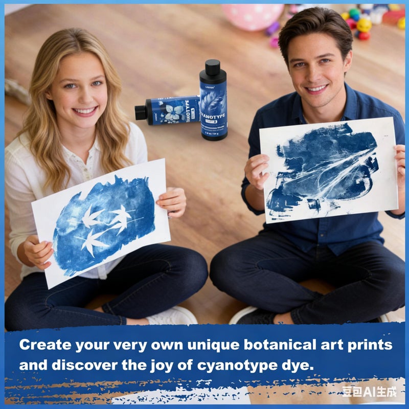 LARICEO Cyanotype Kit, Cyanotype Chemicals Sensitizer Set for Fabric, Paper, and Art Projects, Artist Blue Painting Thinner Dye, and Printing Supplies, Sun Printing Fabric Kit for Beginners & Artists - Image 3